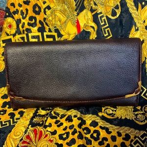 Authentic Cartier leather logo long wallet cordovan